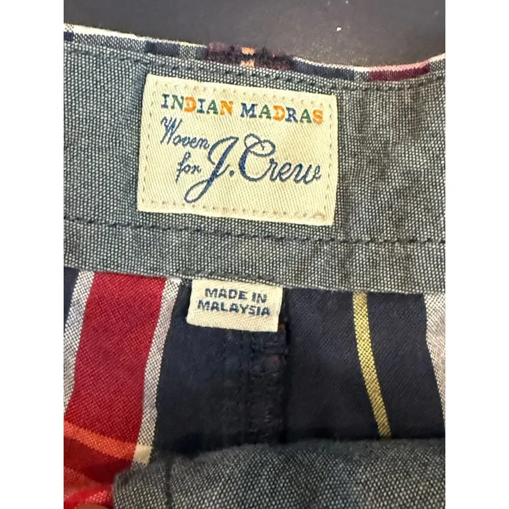 J.Crew Indian Madras Plaid Shorts Men’s 32 Preppy Chino Cotton